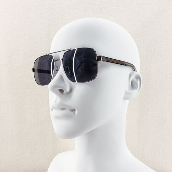 Gucci GG0529 Squared Aviator Sunglasses Silver Gray OS - Picture 11 of 16